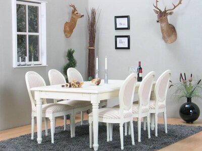 Antiek witte eethoek barok Mozart met 6 Rococo stoelen