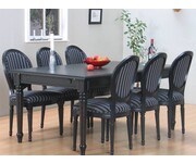 Mozart zwarte eettafel met 6 zwarte stoelen Rococo 