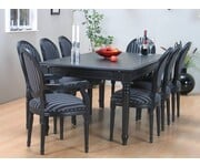 Zwart antiek patina barok eethoek Mozart met 8 Rococo stoelen zwart 