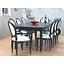 Mozart eethoek eetkamertafel zwart met 6+2 stoelen Rococo