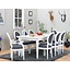 Venetië eethoek wit 180/276 x 95 met 6+2 barok stoelen wit-zwart Rococo