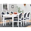 Eethoek Venetië wit 180-276 cm met 6 Rococo barok stoelen