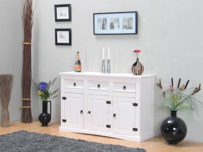 Wit dressoir New Mexico 132cm breed met 3 deuren en 3 laden