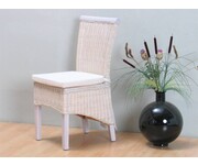 Rotan stoel wit met kussen Larissa 