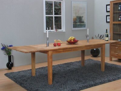 Eiken tafel Derby 90x180 - 270 cm met 2 aansteekplaten