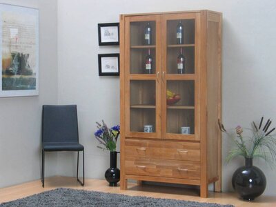 Eiken vitrinekast Derby 100x190cm