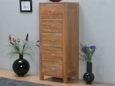 Eiken ladekast Derby 141 cm hoog met 5 laden