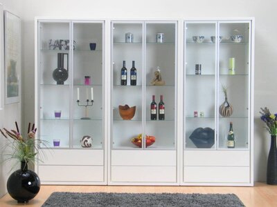 Tvilum Witte vitrinekast Quadra, set van 3 stuks
