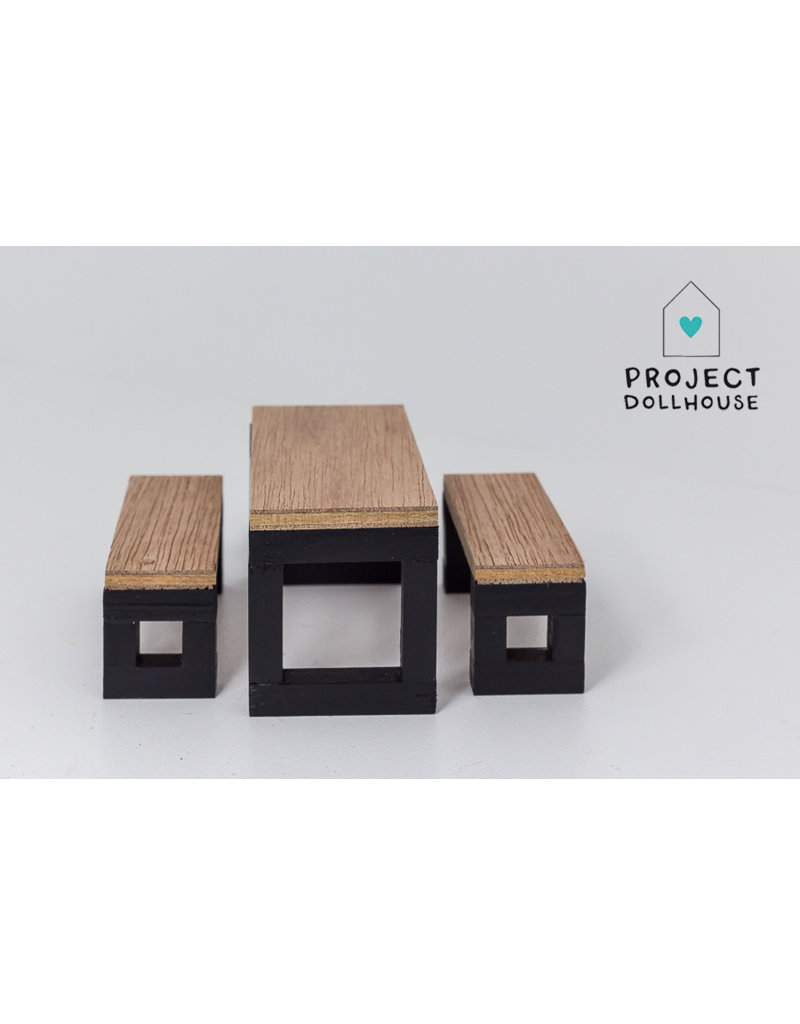 Modern Dining Set With Benches Black Project Dollhouse Project