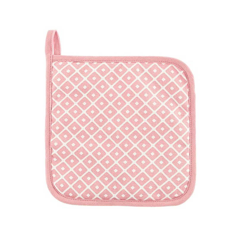 Pannenlap geo dot 20x20 met haak, soft pink set2