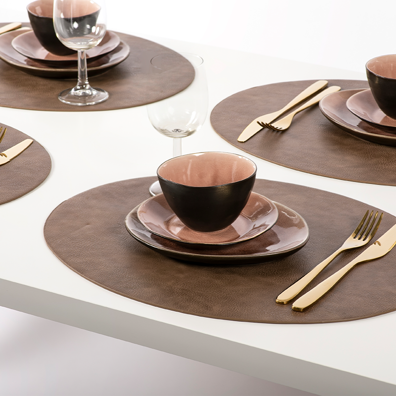 Placemat TROJA - ovaal, SET/6, 33x45cm, taupe