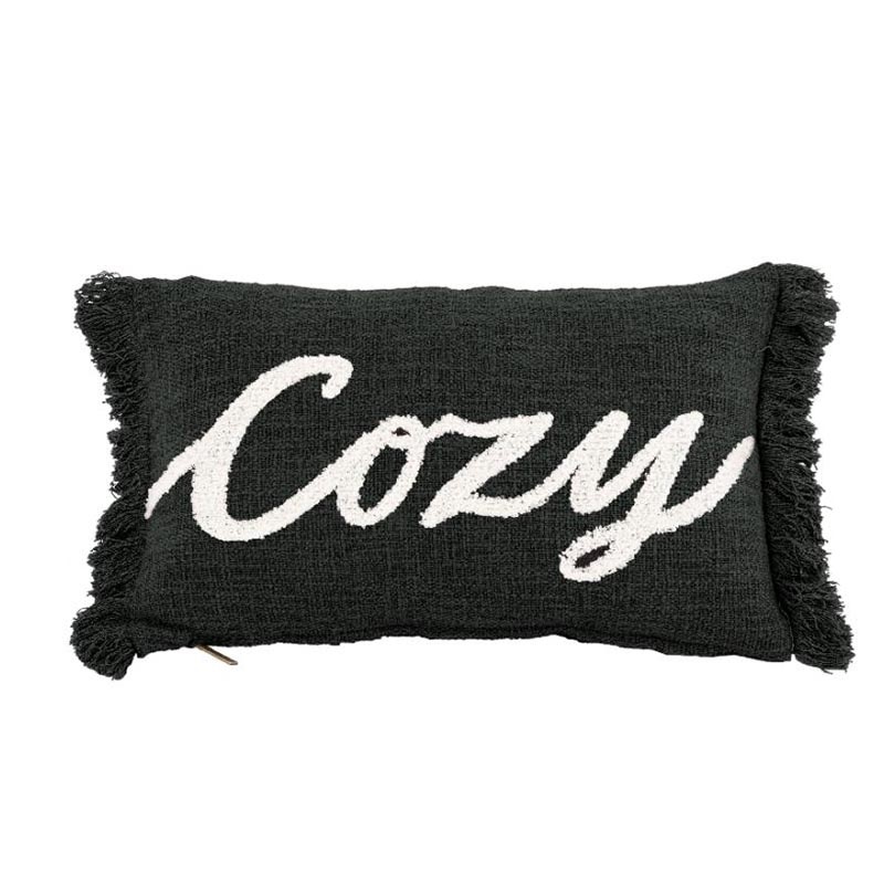 Sierkussen "Cozy" - 30x50 cm - Zwart - Gevuld