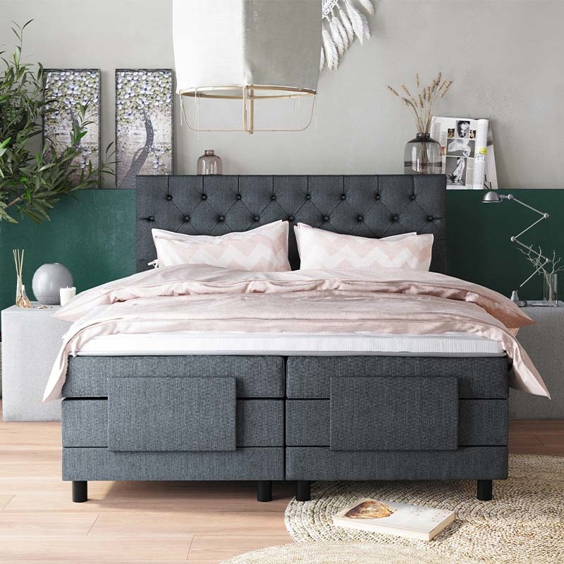 Dreamhouse® Elektrische boxspring 180x200 incl. thuismontage - Complete set met matrassen en motoren - Antraciet (Model Chester)