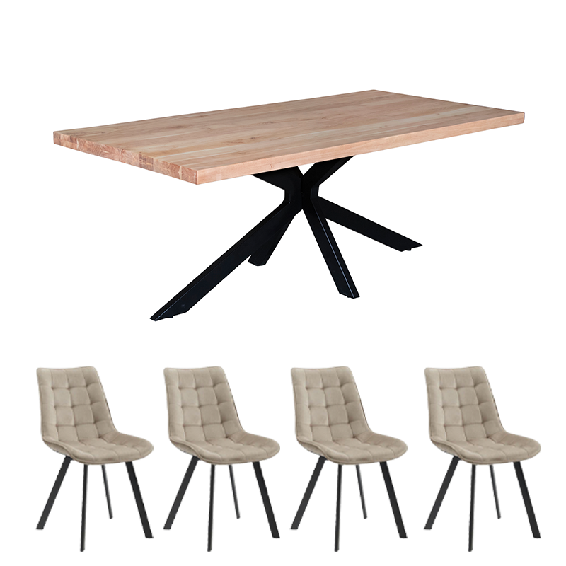 Tafel Arizona Rechthoek + 4 Stoelen Durban