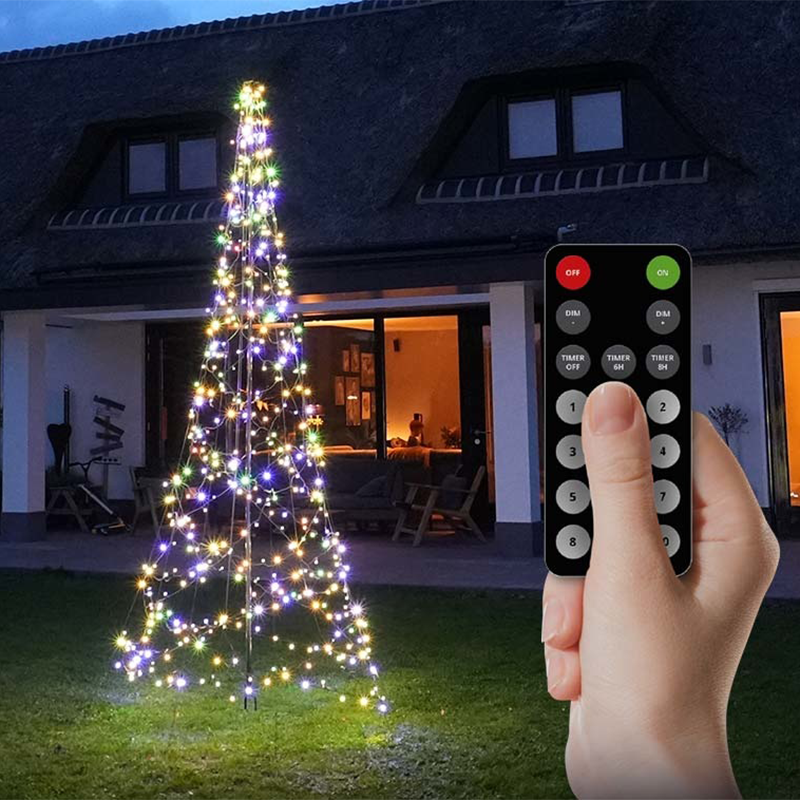 FlinQ Vlaggenmast Kerstboom 4m Warmwit - Licht Kerstboom - 640LEDS - Kerstboom Verlichting - Kerstverlichting Buiten