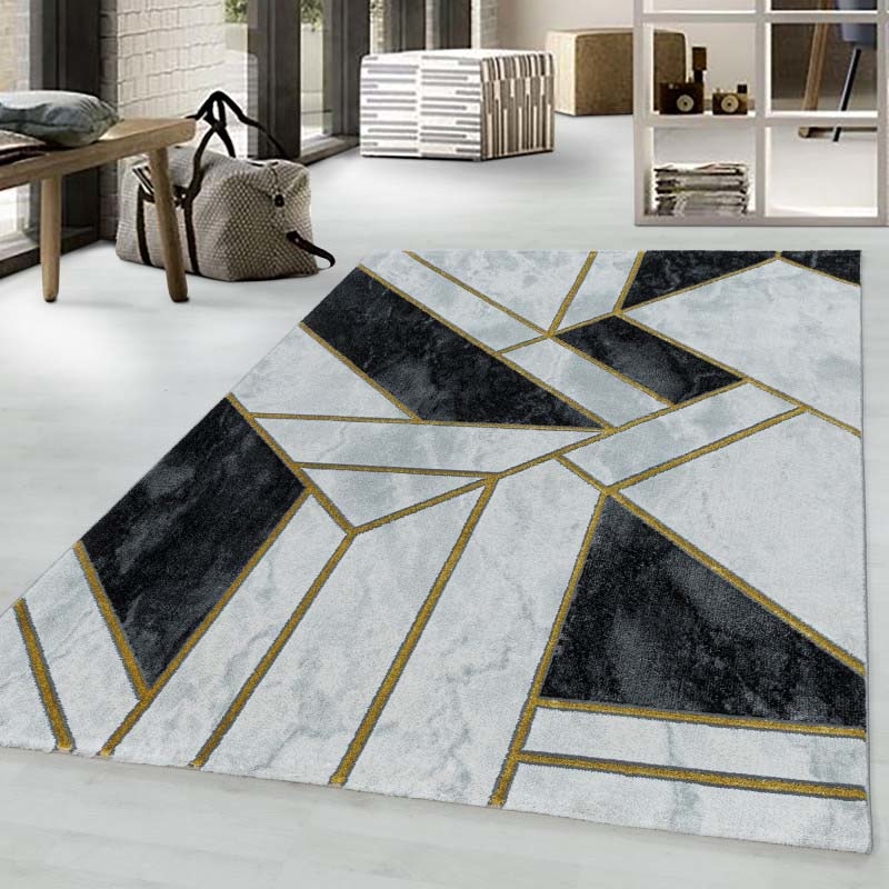 Modern vloerkleed - Marble Design Grijs Goud 140x200cm