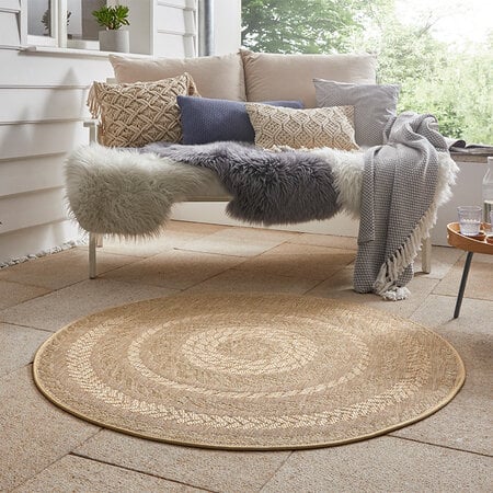 Jute Buitenkleed Woods - Rond - Beige