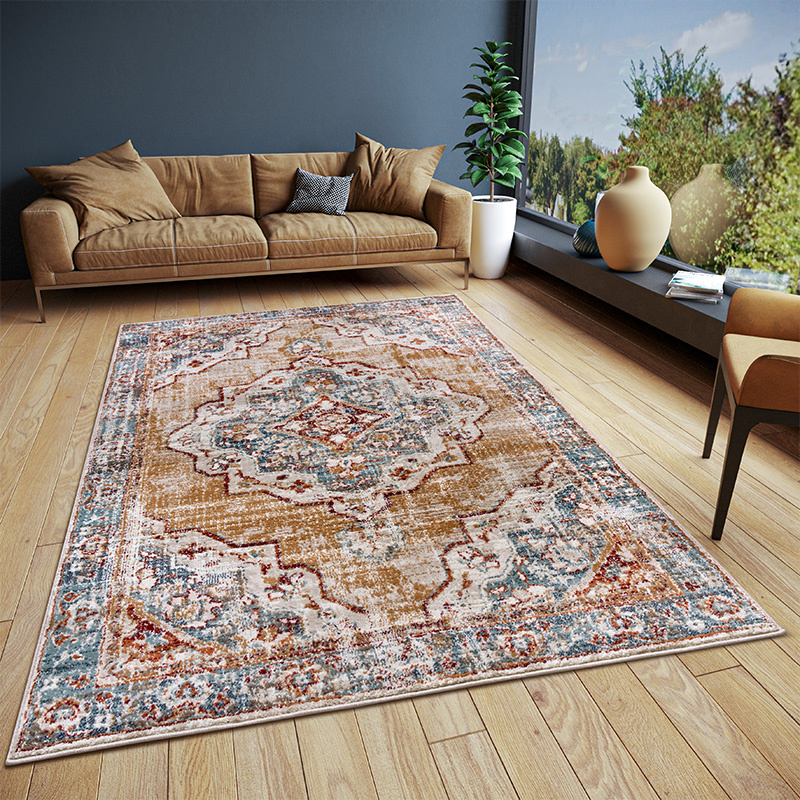 Vloerkleed Strozzi - Beige/Blauw