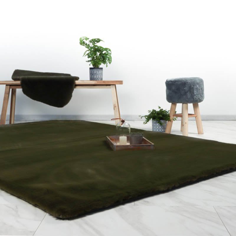 Lalee Heaven - Vloerkleed - Tapijt – Karpet - Hoogpolig - Superzacht - Fluffy - Shiny- Silk look- rabbit- 80x150 cm donker groen olijf groen