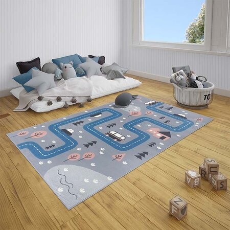 Vloerkleed Kids Dream Street - Grijs / Blauw