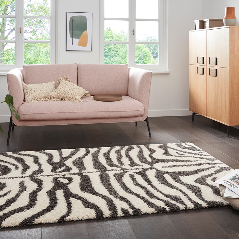 Hoogpolig vloerkleed zebra Moss - crème 160x230 cm