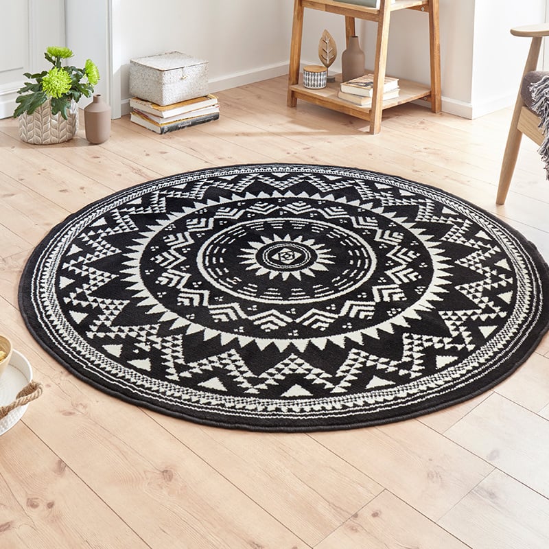 Rond vloerkleed Valencia - zwart 200 cm rond