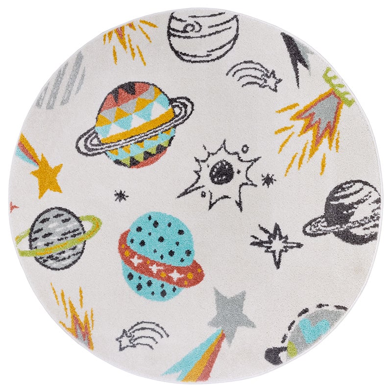 Rond Vloerkleed Kids Planets - Meerkleurig - 123vloerkleed.nl is de online webshop voor vloerkleden en woonaccessoires.