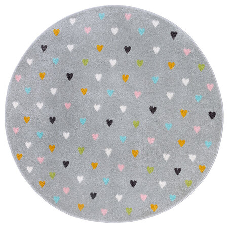 Vloerkleed Kids Little Hearts Rond - Grijs