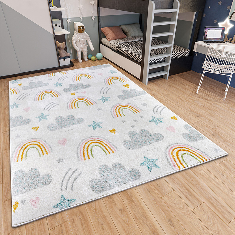 Vloerkleed Kids Rainbow Clouds Crème - 120x170cm - Meerkleurig - 123vloerkleed.nl is de online webshop voor vloerkleden en woonaccessoires.