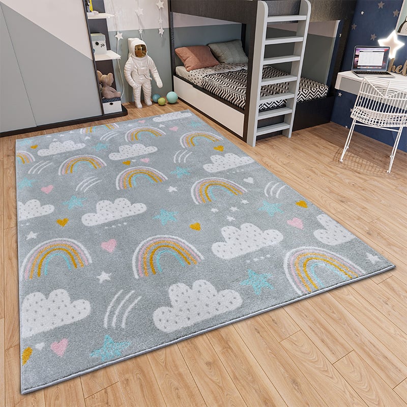 Vloerkleed Kids Rainbow Clouds - 160x235 cm - Grijs - 123vloerkleed.nl is de online webshop voor vloerkleden en woonaccessoires.