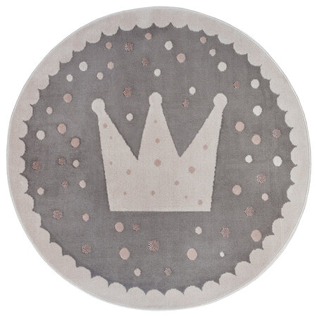 Vloerkleed Kids Crown Rond - Grijs