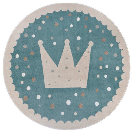 Vloerkleed Kids Crown Rond - Blauw