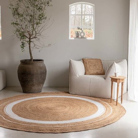 Jute Vloerkleed Rond - Wit