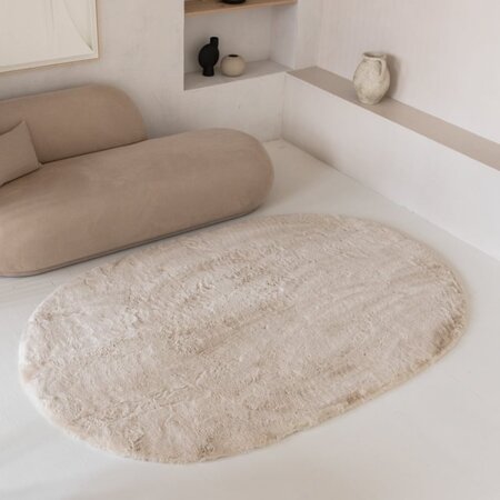 Vloerkleed Comfy Ovaal - Beige  - 190 x 290 cm 