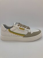 La Triboo 8870 witte sneaker crosta geel/groen veter/rits