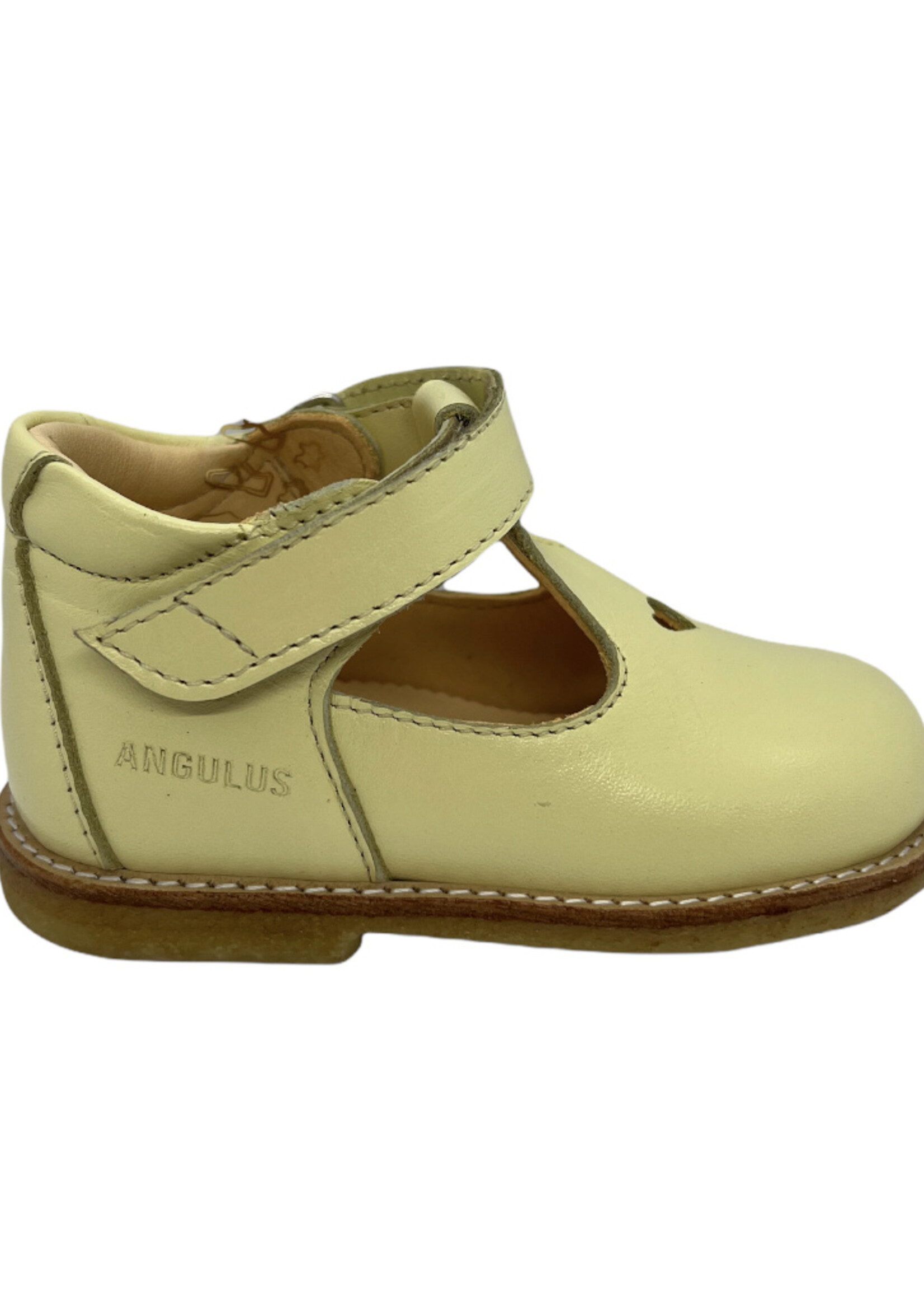 Angulus 3267-101 starter Mary Jane with heart and velcro light yellow