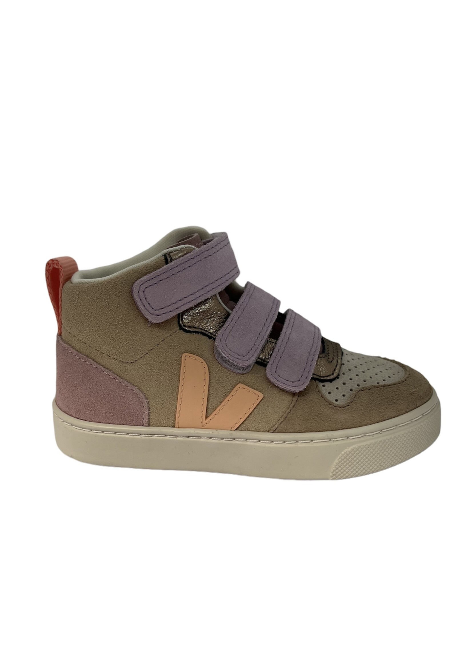 VEJA small V-10 mid suede multico almond peach