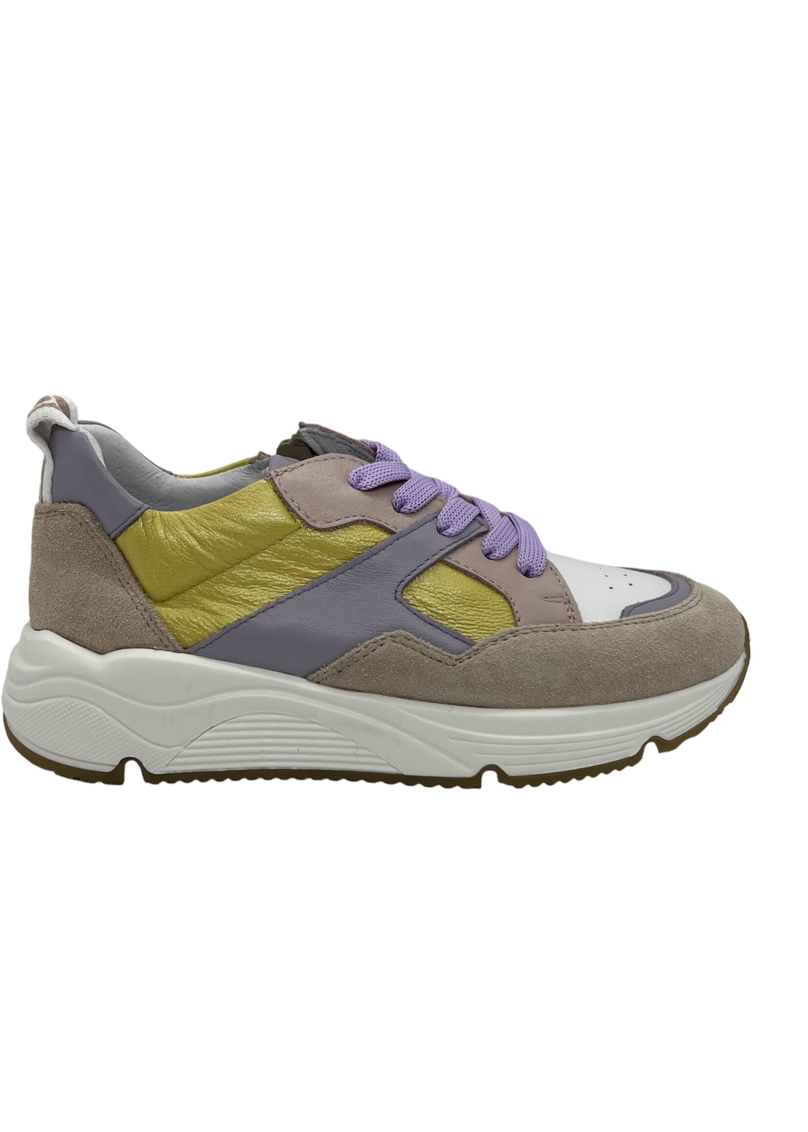 La Triboo 8991 sneaker beige/geel/grijs/lila