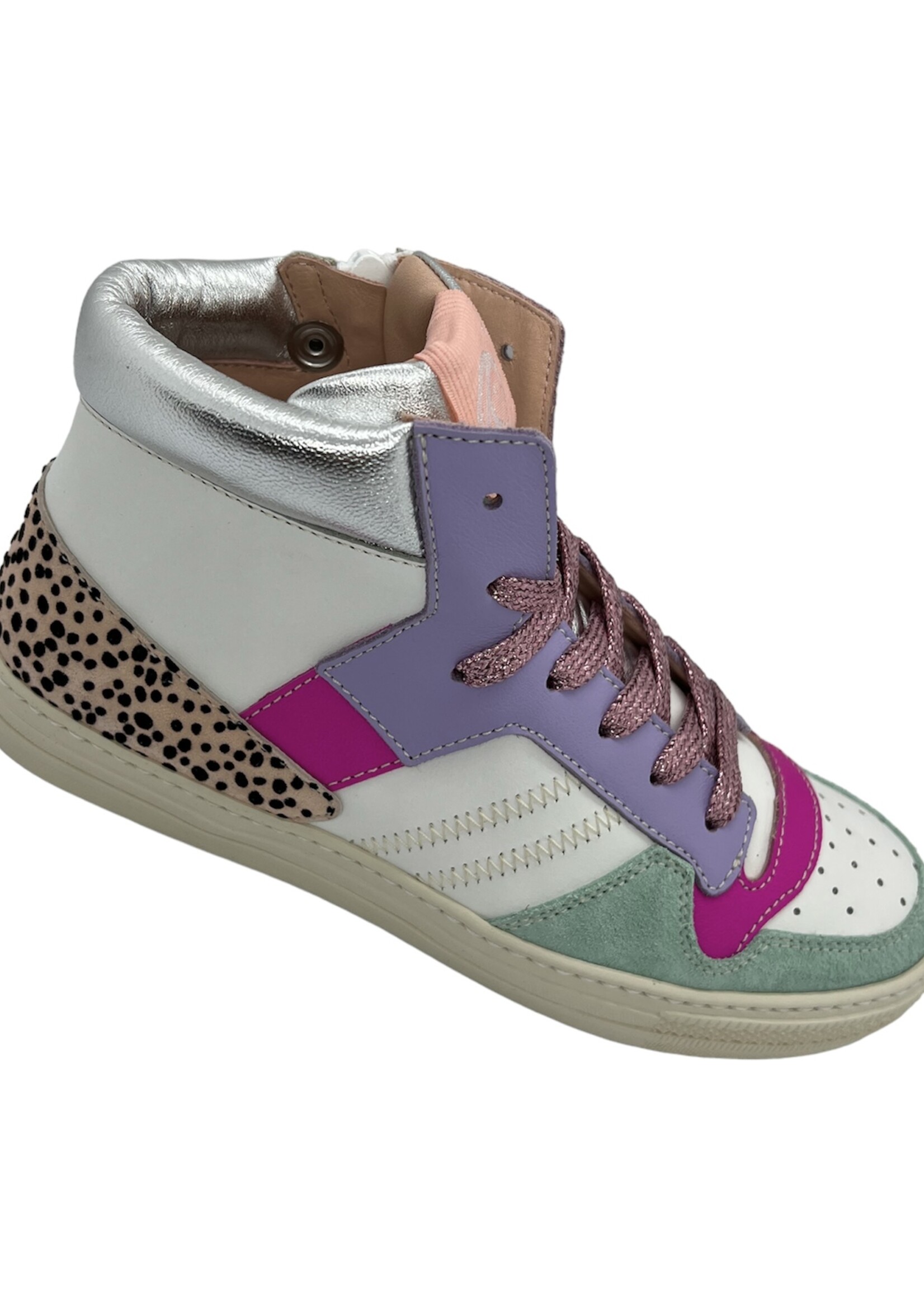 Rondinella 12052 hoge sneaker groen roze lila print