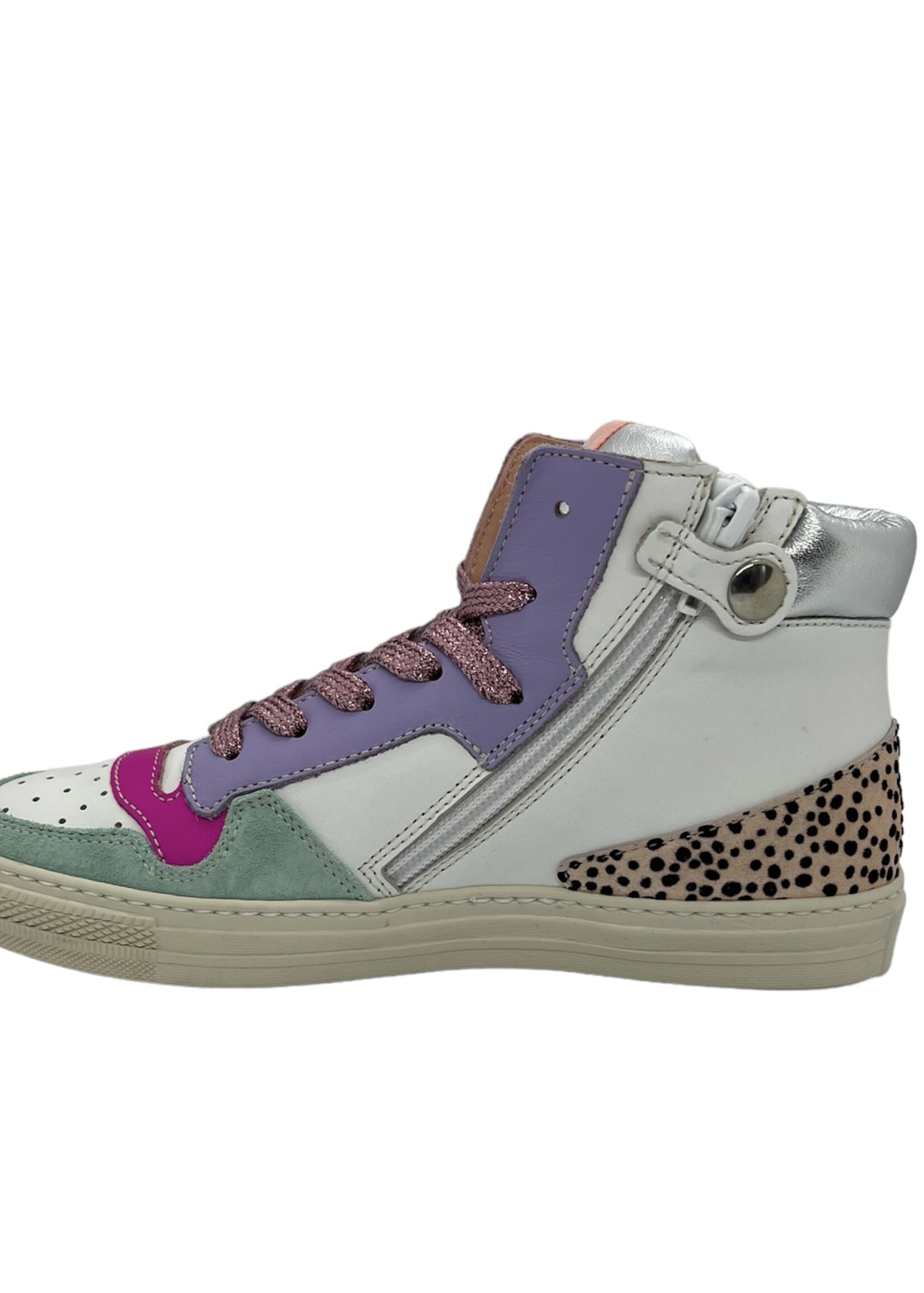 Rondinella 12052 hoge sneaker groen roze lila print