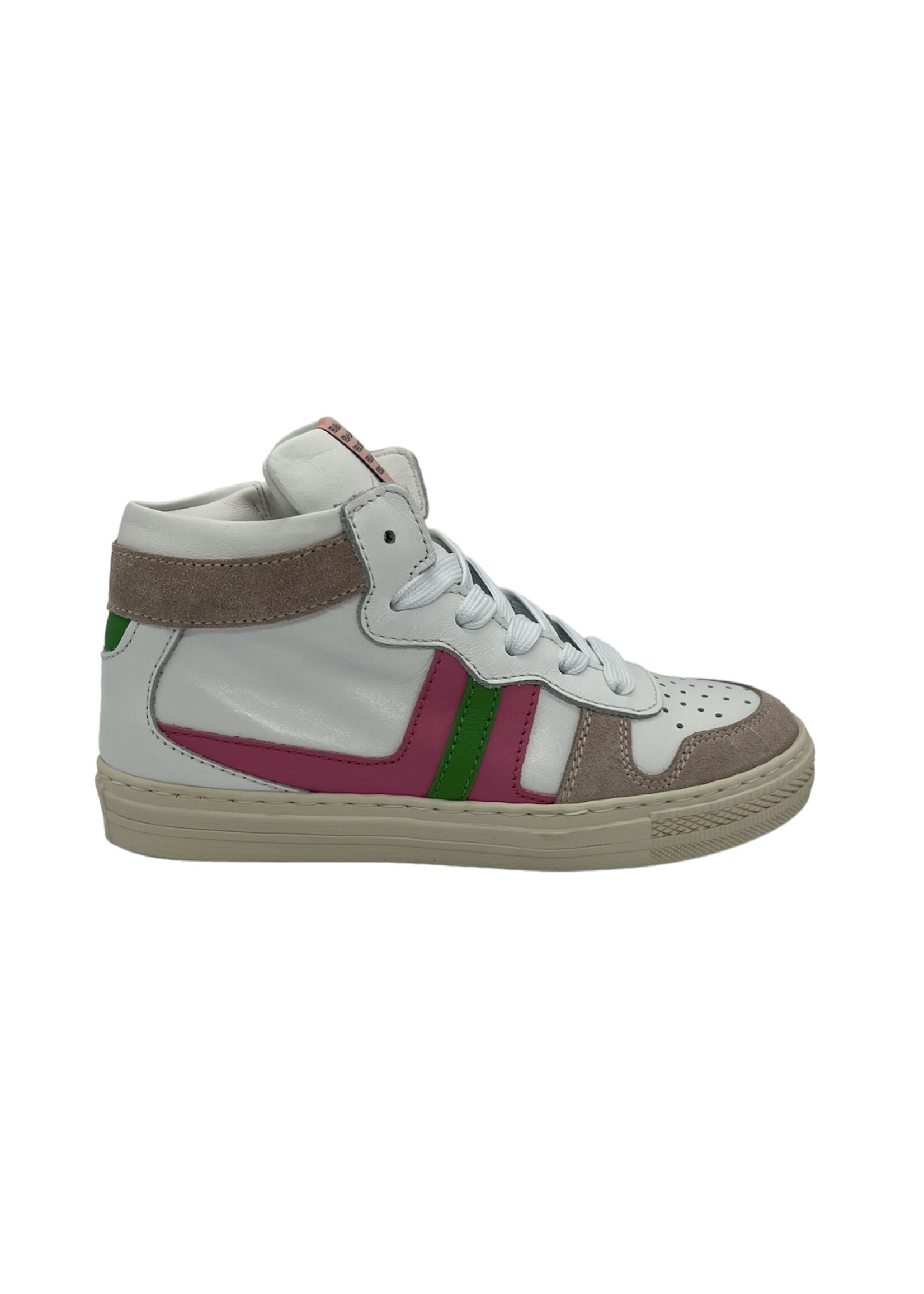 Rondinella hoge sneaker wit roze groen