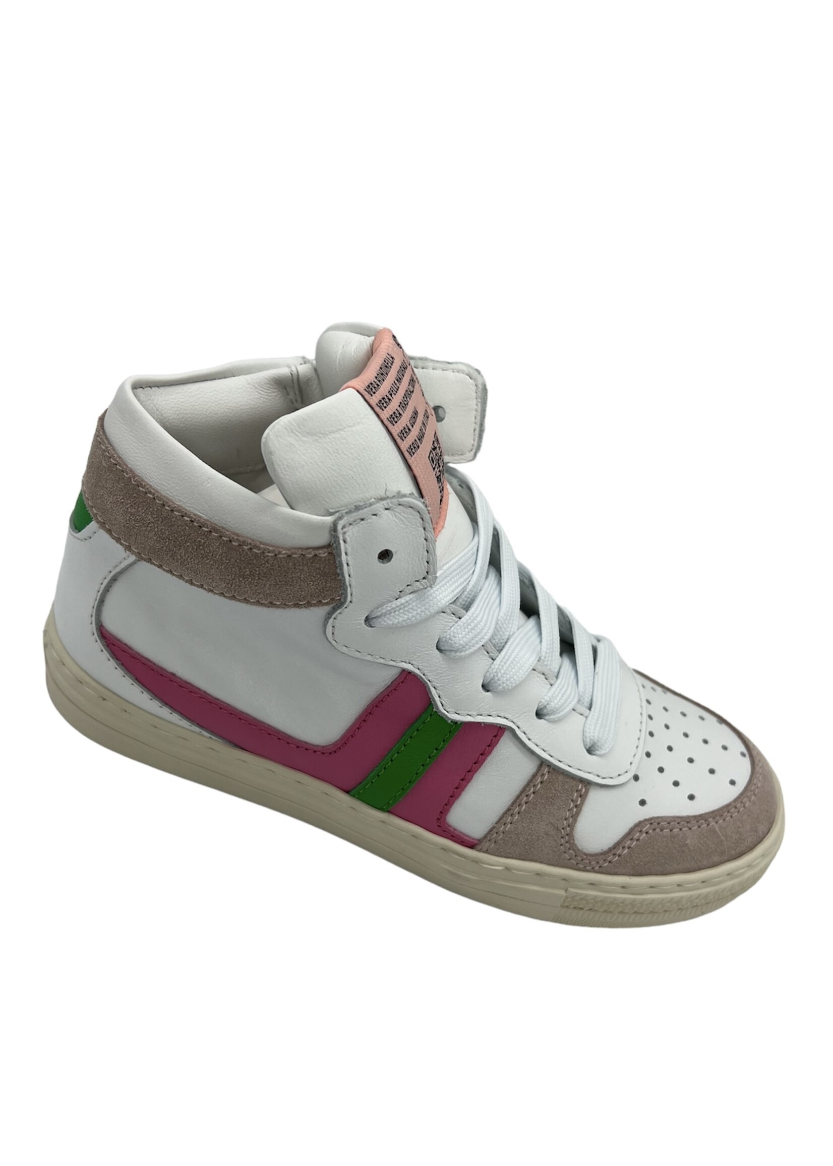 Rondinella hoge sneaker wit roze groen