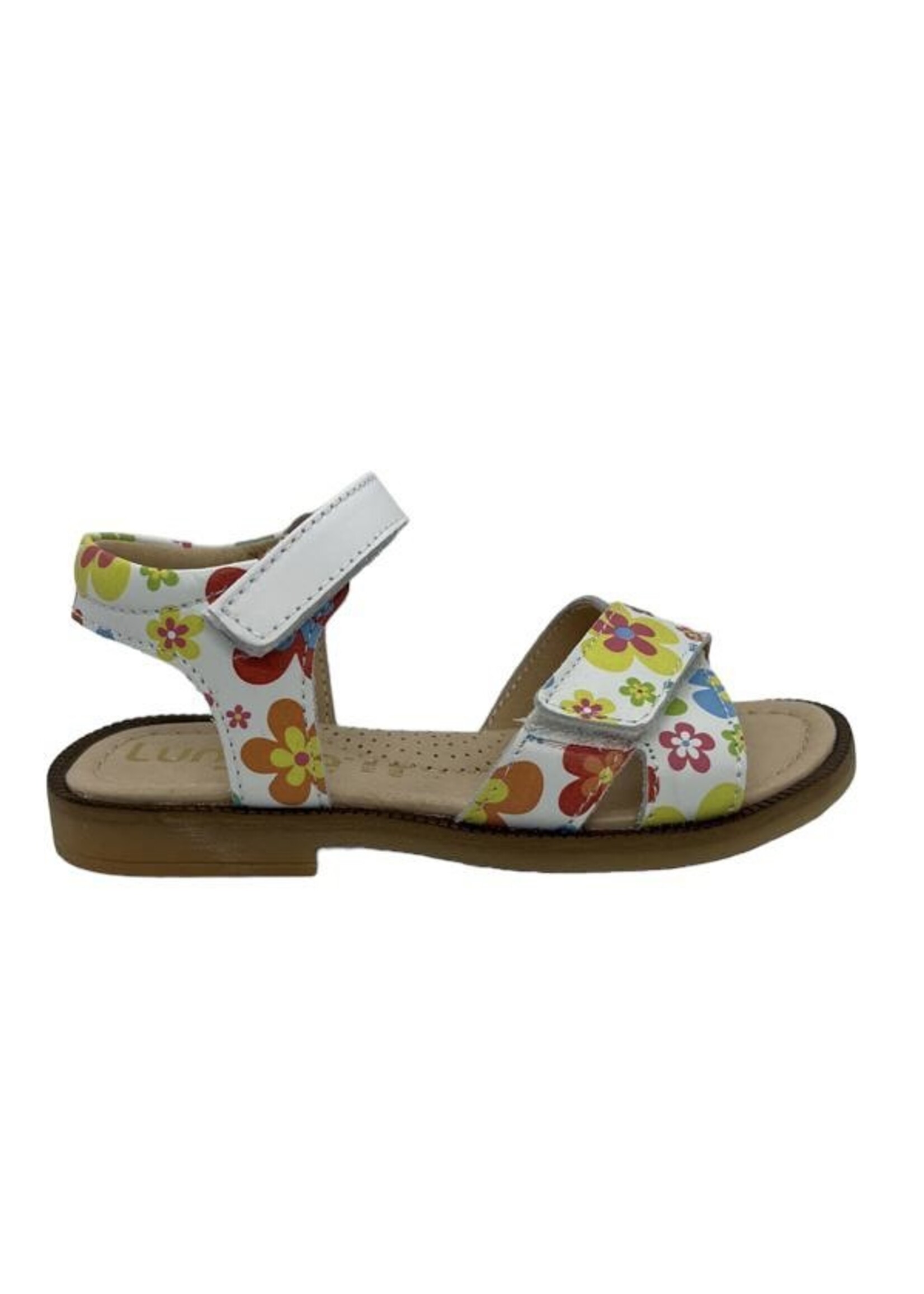 Lunella 23219 sandaal bloem print bianco velcro