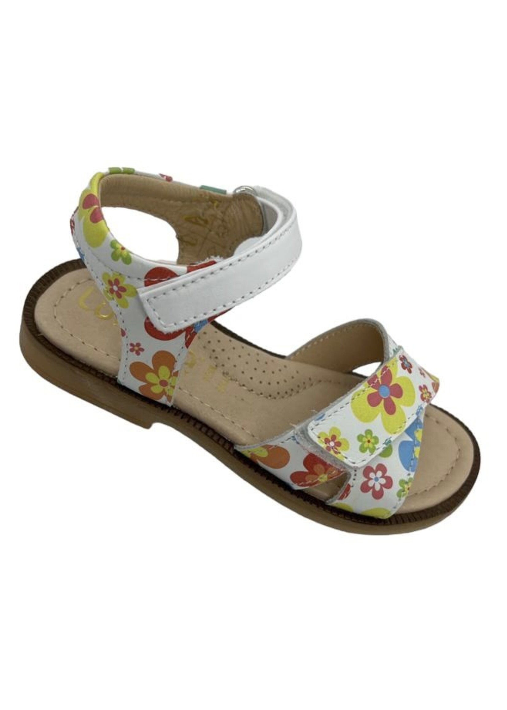 Lunella 23219 sandaal bloem print bianco velcro