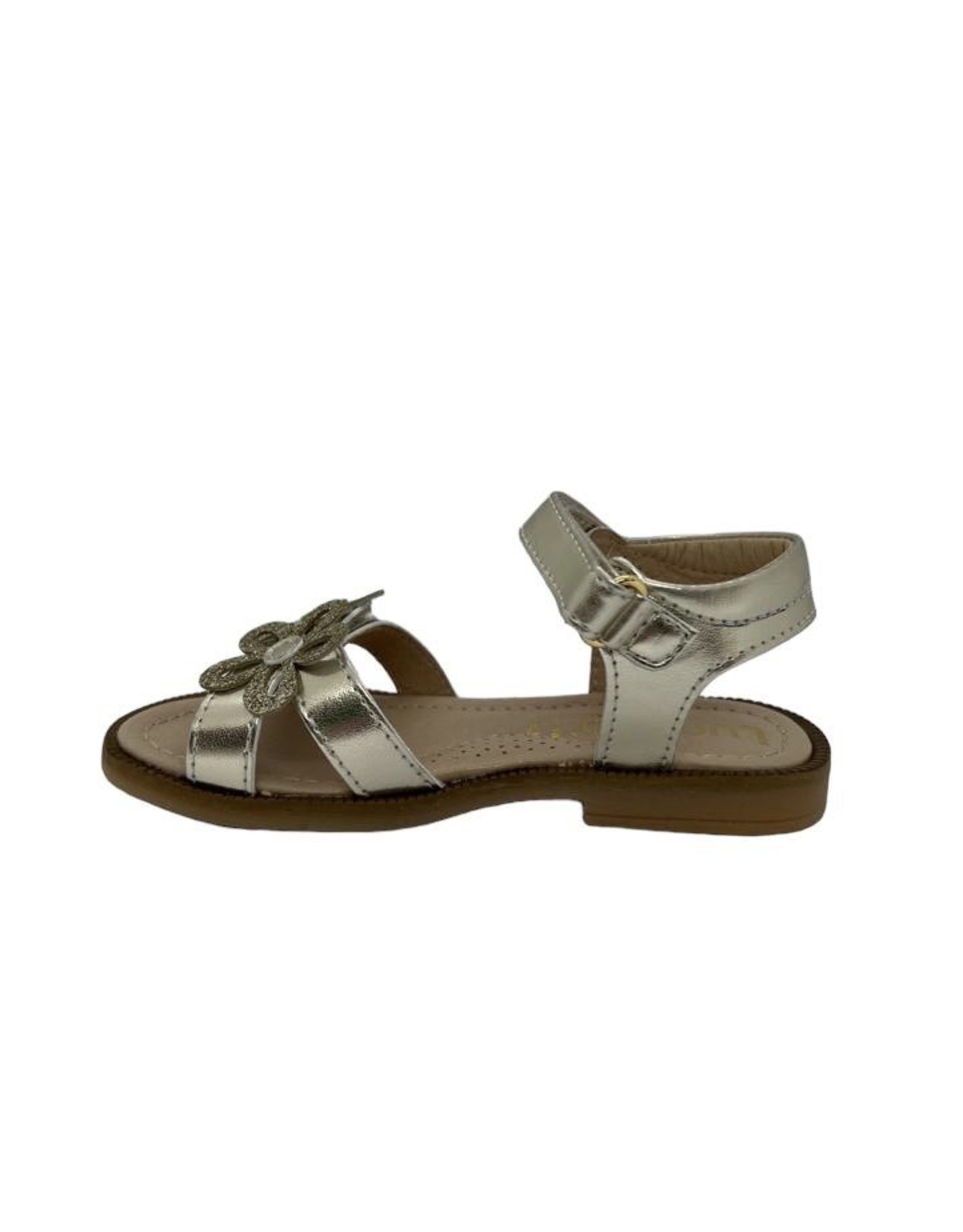 Lunella 23335 sandaal platino bloem velcro