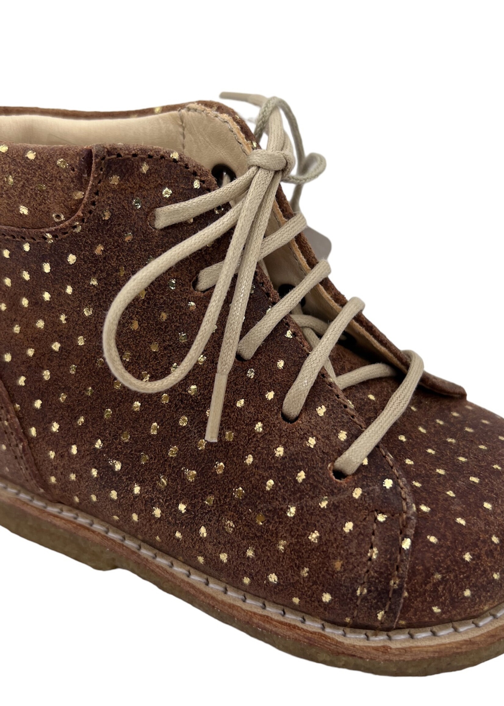 Angulus 2361-106 starter she with laces cognac gold dot