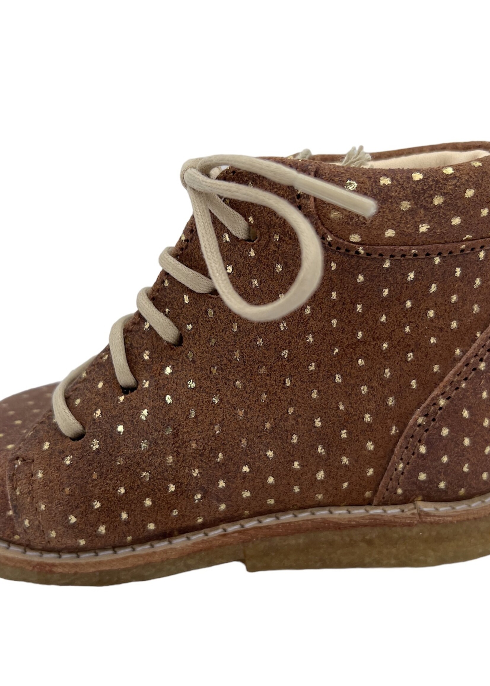Angulus 2361-106 starter she with laces cognac gold dot