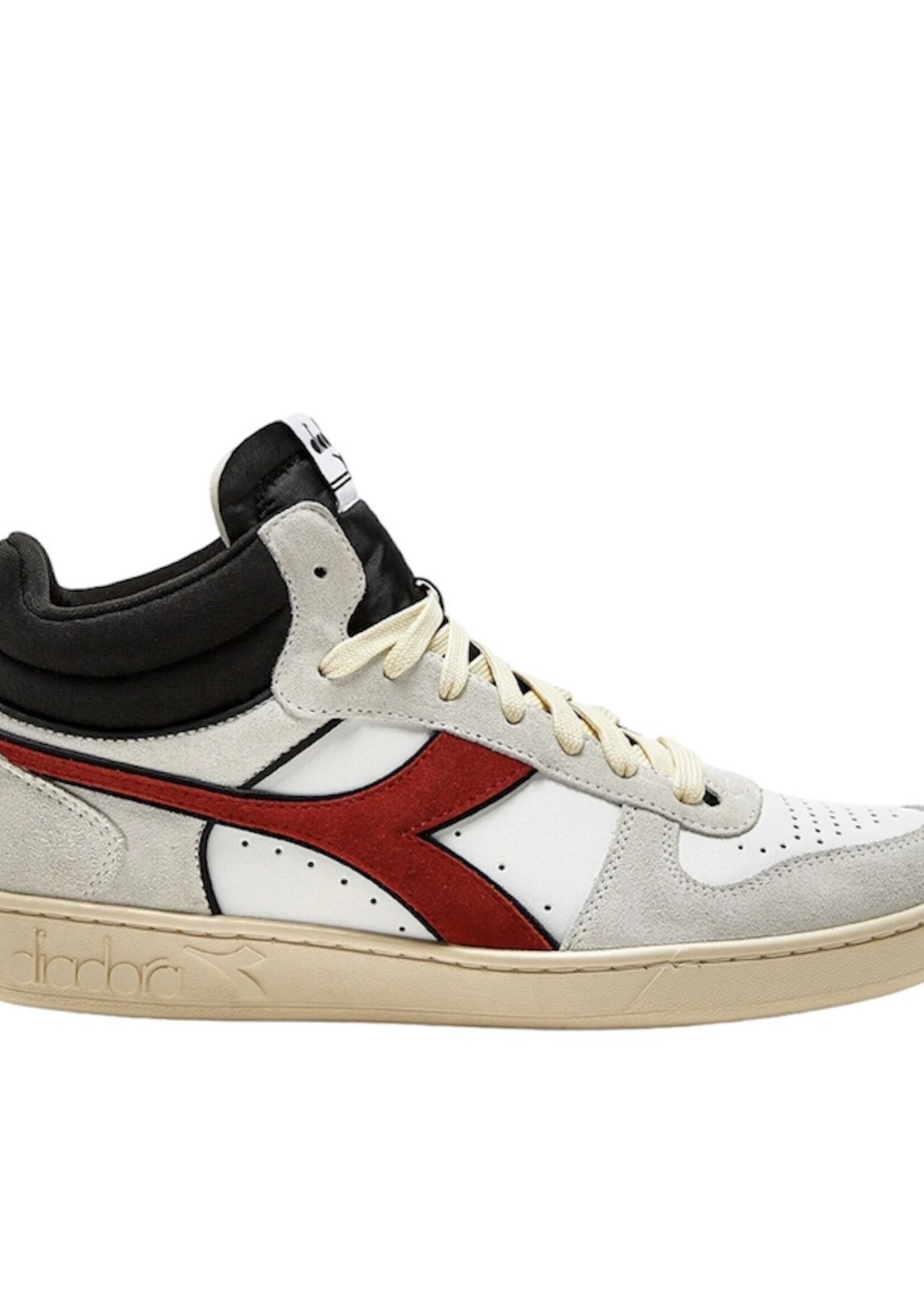 Diadora magic basket demi cut suede leather white ferrari red italy