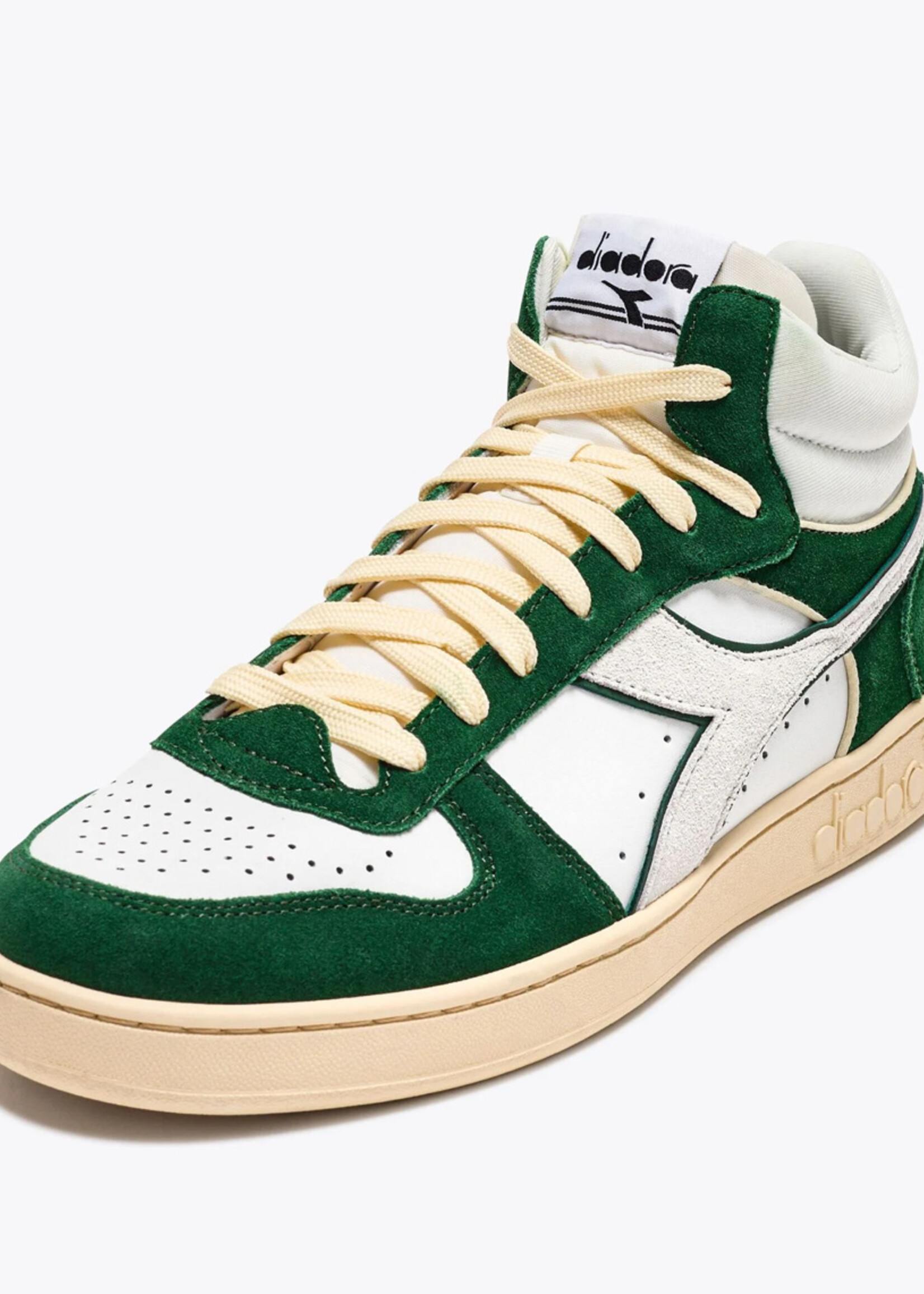 Diadora magic basket demi cut suede white / fogliage green