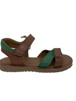 Angulus 0655-101 open toe sandal velcro tan/grass green